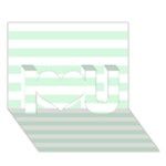 Horizontal Stripes - White and Pastel Green I Love You 3D Greeting Card (7x5)