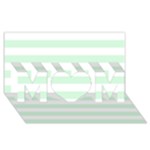 Horizontal Stripes - White and Pastel Green MOM 3D Greeting Card (8x4)