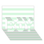 Horizontal Stripes - White and Pastel Green BOY 3D Greeting Card (7x5)