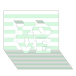 Horizontal Stripes - White and Pastel Green LOVE 3D Greeting Card (7x5)