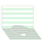 Horizontal Stripes - White and Pastel Green Circle Bottom 3D Greeting Card (7x5)
