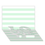 Horizontal Stripes - White and Pastel Green LOVE Bottom 3D Greeting Card (7x5)