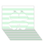 Horizontal Stripes - White and Pastel Green Clover 3D Greeting Card (7x5)