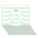 Horizontal Stripes - White and Pastel Green Peace Sign 3D Greeting Card (7x5)
