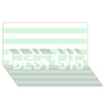 Horizontal Stripes - White and Pastel Green BEST SIS 3D Greeting Card (8x4)