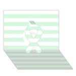 Horizontal Stripes - White and Pastel Green Ribbon 3D Greeting Card (7x5)