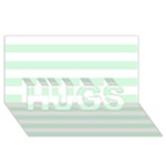Horizontal Stripes - White and Pastel Green HUGS 3D Greeting Card (8x4)