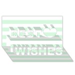 Horizontal Stripes - White and Pastel Green Best Wish 3D Greeting Card (8x4)