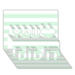 Horizontal Stripes - White and Pastel Green You Did It 3D Greeting Card (7x5)