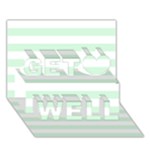 Horizontal Stripes - White and Pastel Green Get Well 3D Greeting Card (7x5)