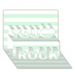 Horizontal Stripes - White and Pastel Green You Rock 3D Greeting Card (7x5)