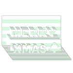 Horizontal Stripes - White and Pastel Green Merry Xmas 3D Greeting Card (8x4)