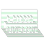 Horizontal Stripes - White and Pastel Green Laugh Live Love 3D Greeting Card (8x4)