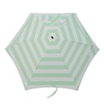 Horizontal Stripes - White and Pastel Green Mini Umbrella