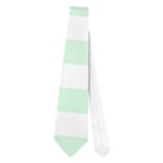 Horizontal Stripes - White and Pastel Green Necktie (One Side)