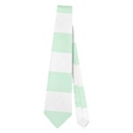 Horizontal Stripes - White and Pastel Green Necktie (Two Side)