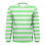Horizontal Stripes - White and Light Green Men s Long Sleeve T-shirt