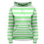 Horizontal Stripes - White and Light Green Women s Pullover Hoodie