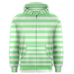 Horizontal Stripes - White and Light Green Men s Zipper Hoodie