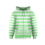 Horizontal Stripes - White and Light Green Kid s Zipper Hoodie