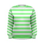 Horizontal Stripes - White and Light Green Women s Sweatshirt