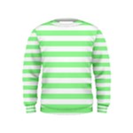 Horizontal Stripes - White and Light Green Kid s Sweatshirt