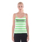 Horizontal Stripes - White and Light Green Spaghetti Strap Top