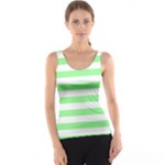 Horizontal Stripes - White and Light Green Tank Top