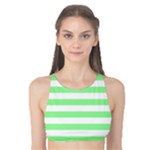 Horizontal Stripes - White and Light Green Tank Bikini Top