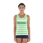Horizontal Stripes - White and Light Green Women s Sport Tank Top