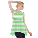 Horizontal Stripes - White and Light Green Side Drop Tank Tunic
