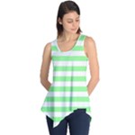 Horizontal Stripes - White and Light Green Sleeveless Tunic