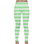 Horizontal Stripes - White and Light Green Yoga Leggings