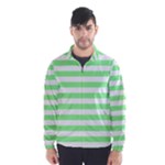 Horizontal Stripes - White and Light Green Wind Breaker (Men)