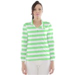 Horizontal Stripes - White and Light Green Wind Breaker (Women)