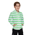 Horizontal Stripes - White and Light Green Wind Breaker (Kids)
