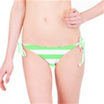 Horizontal Stripes - White and Light Green Bikini Bottom