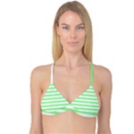 Horizontal Stripes - White and Light Green Reversible Tri Bikini Top
