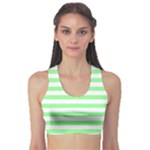 Horizontal Stripes - White and Light Green Women s Sports Bra