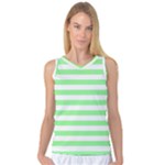 Horizontal Stripes - White and Light Green Women s Basketball Tank Top