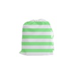 Horizontal Stripes - White and Light Green Drawstring Pouch (S)