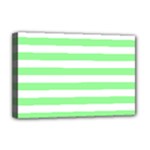 Horizontal Stripes - White and Light Green Deluxe Canvas 18  x 12  (Stretched)