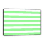Horizontal Stripes - White and Light Green Canvas 18  x 12  (Stretched)