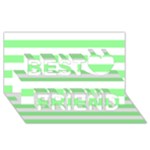 Horizontal Stripes - White and Light Green Best Friends 3D Greeting Card (8x4)