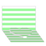 Horizontal Stripes - White and Light Green Heart Bottom 3D Greeting Card (7x5)