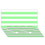 Horizontal Stripes - White and Light Green Twin Heart Bottom 3D Greeting Card (8x4)