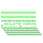 Horizontal Stripes - White and Light Green BEST BRO 3D Greeting Card (8x4)