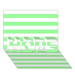 Horizontal Stripes - White and Light Green HOPE 3D Greeting Card (7x5)