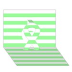 Horizontal Stripes - White and Light Green Ribbon 3D Greeting Card (7x5)