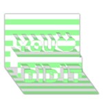 Horizontal Stripes - White and Light Green You Did It 3D Greeting Card (7x5)